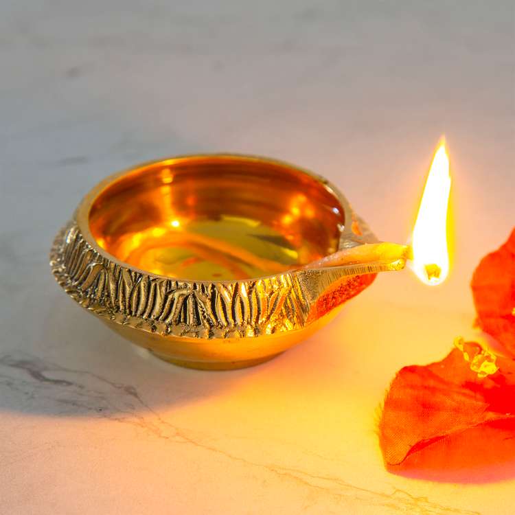 Crafts of India : 2 Pcs Kuber Diya Set for Diwali, Handmade Virgin Brass Oil Lamp for Deepawali Pooja, Vilakku for Puja, Deepawali Decoration