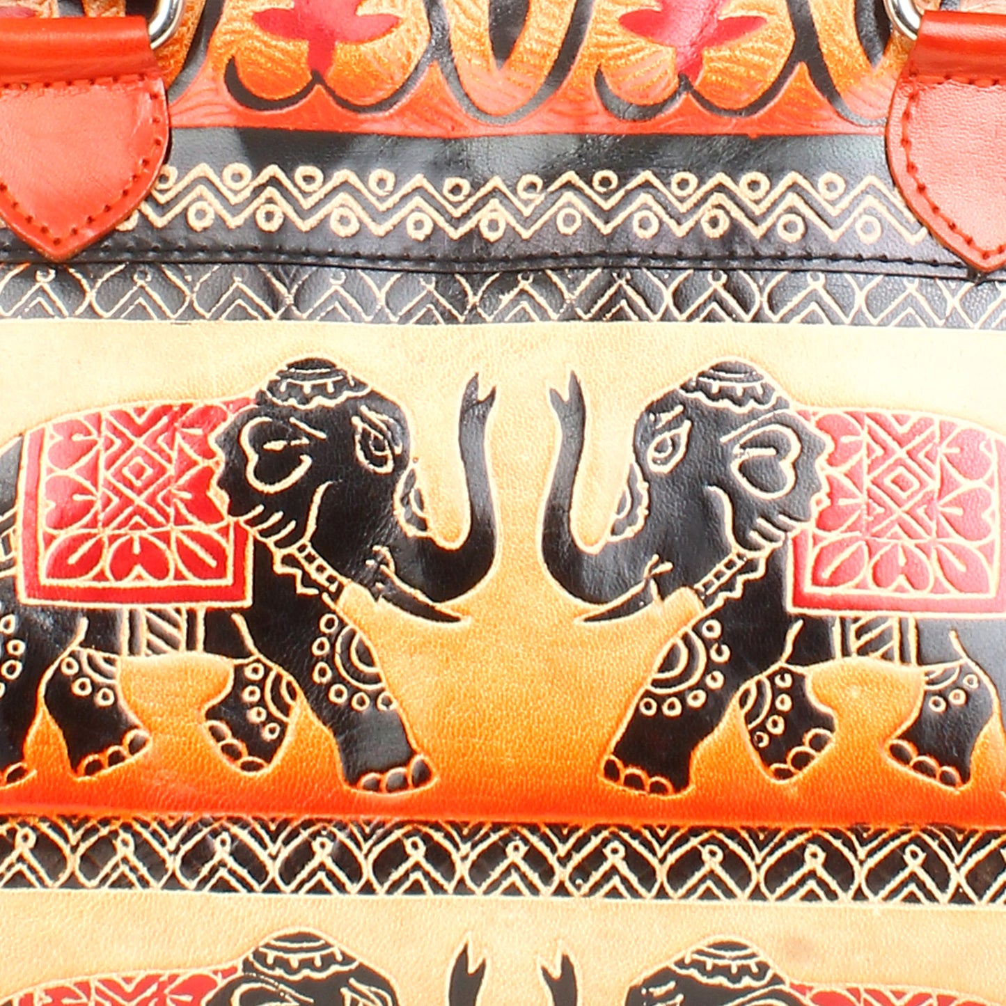 Crafts of India Royal Elephants antique Design 100% Genuine Pure Shantiniketan Leather Shoulder Bag