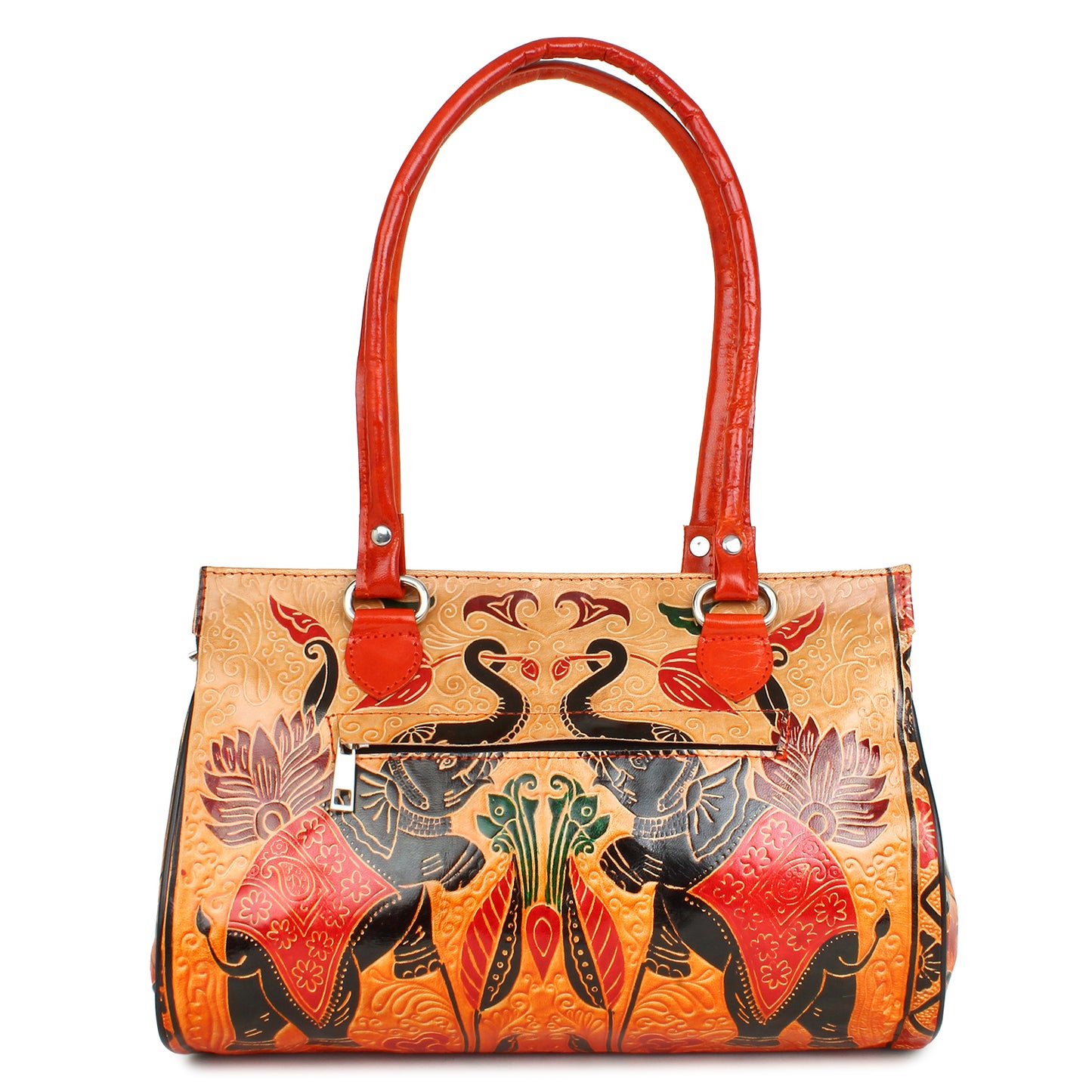 Twin Royal Elephants ethnic traditional 100% Genuine Pure Shantiniketan Leather Shoulder Bag