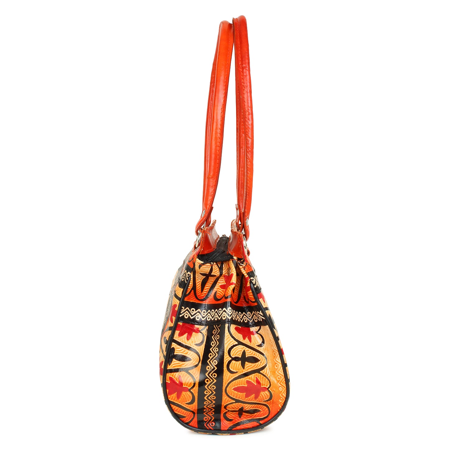 Crafts of India Royal Elephants antique Design 100% Genuine Pure Shantiniketan Leather Shoulder Bag