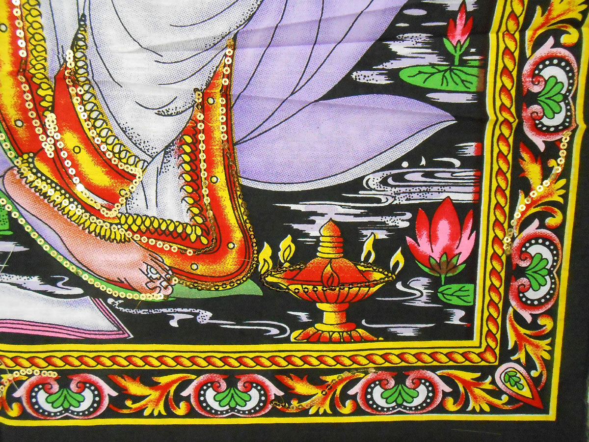 Goddess Saraswati Playing Veena Hindu Religious Batik Wall Hanging Tapestry30 x 40 Inches
