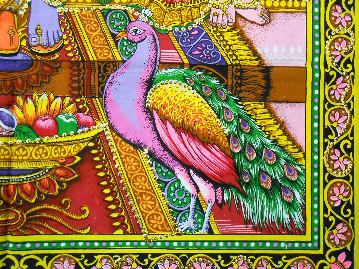 Shiva Family Batik Painting Wall Hanging Handmade Tapestry Cotton Religious God Ganesha 30 x 40"