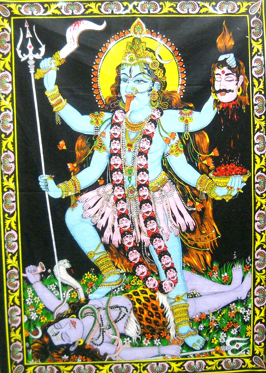 Crafts of India best of indian crafts store Kali sequins Batik Cotton Wall Painting (LARGE) 40" X 30" Inches