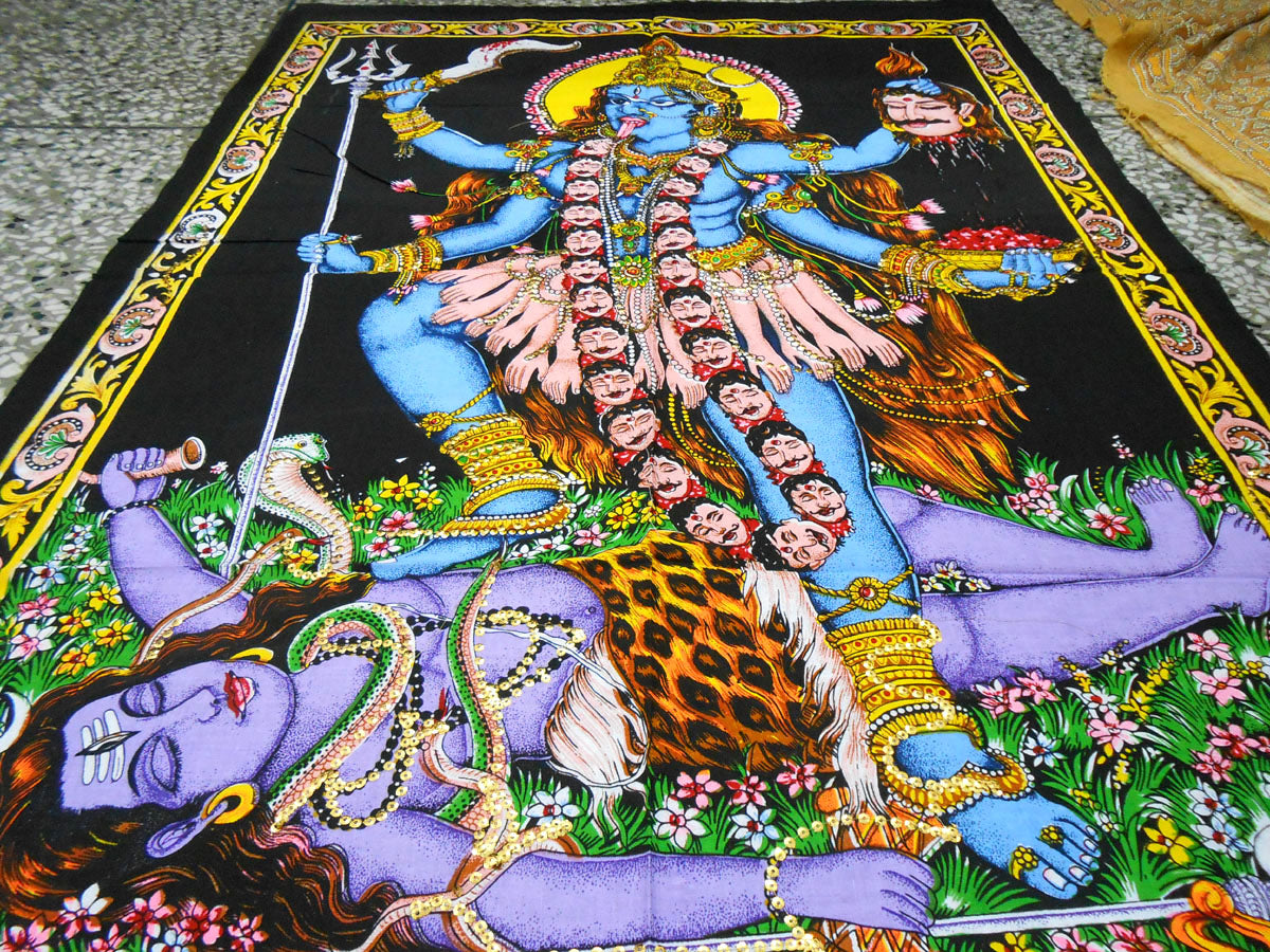 Crafts of India best of indian crafts store Kali sequins Batik Cotton Wall Painting (LARGE) 40" X 30" Inches