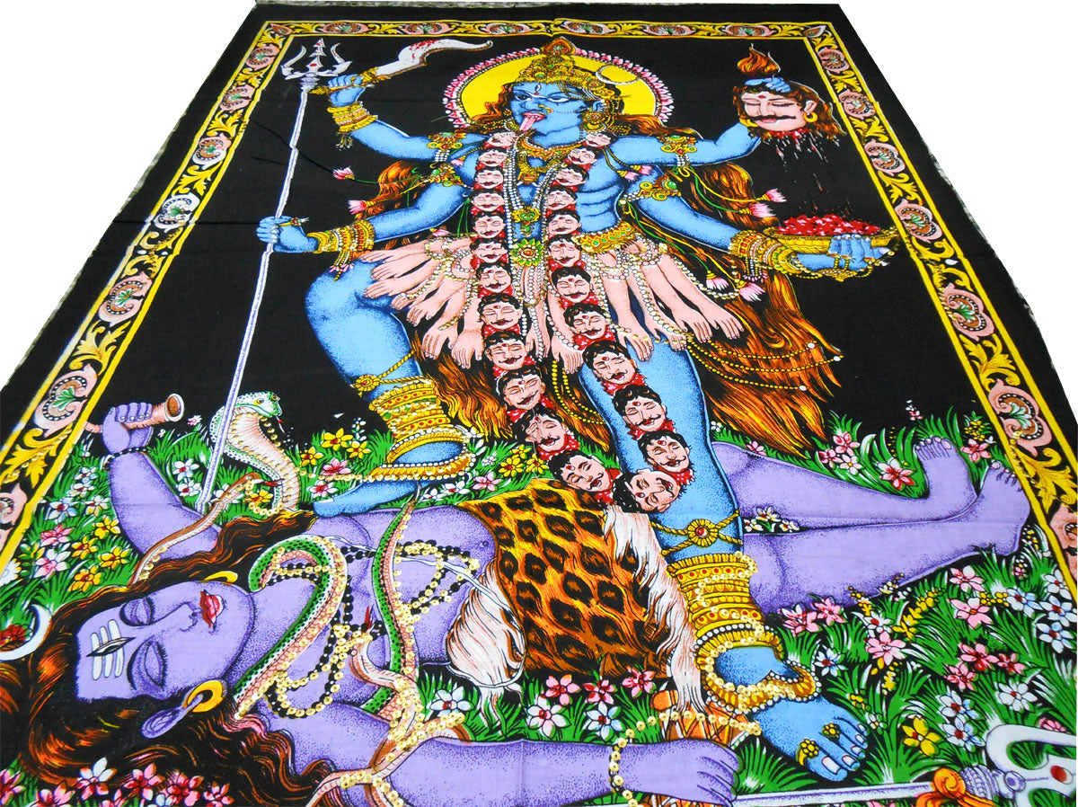 Crafts of India best of indian crafts store Kali sequins Batik Cotton Wall Painting (LARGE) 40" X 30" Inches