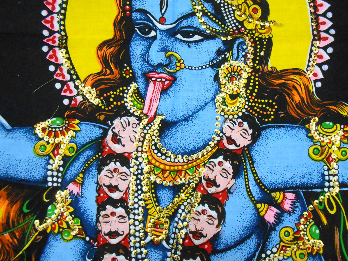 Crafts of India best of indian crafts store Kali sequins Batik Cotton Wall Painting (LARGE) 40" X 30" Inches