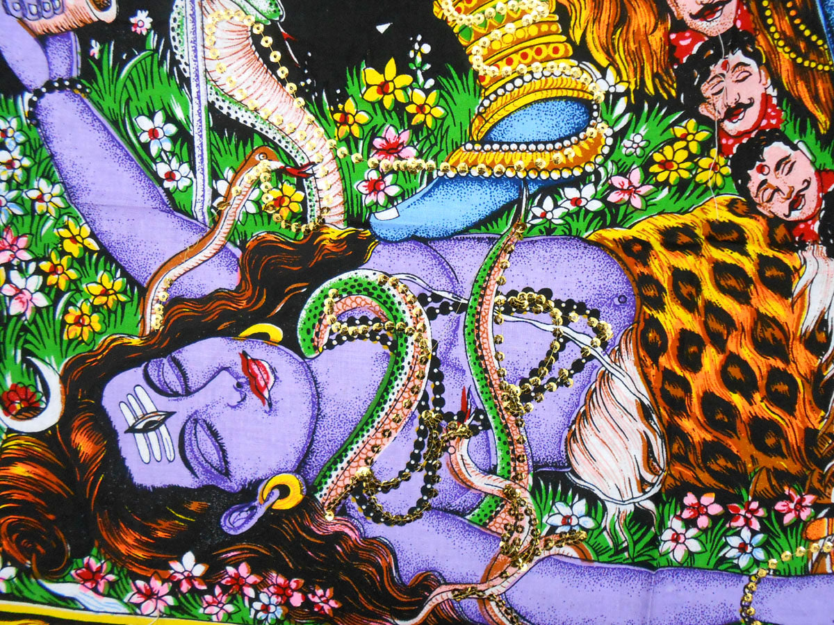 Crafts of India best of indian crafts store Kali sequins Batik Cotton Wall Painting (LARGE) 40" X 30" Inches