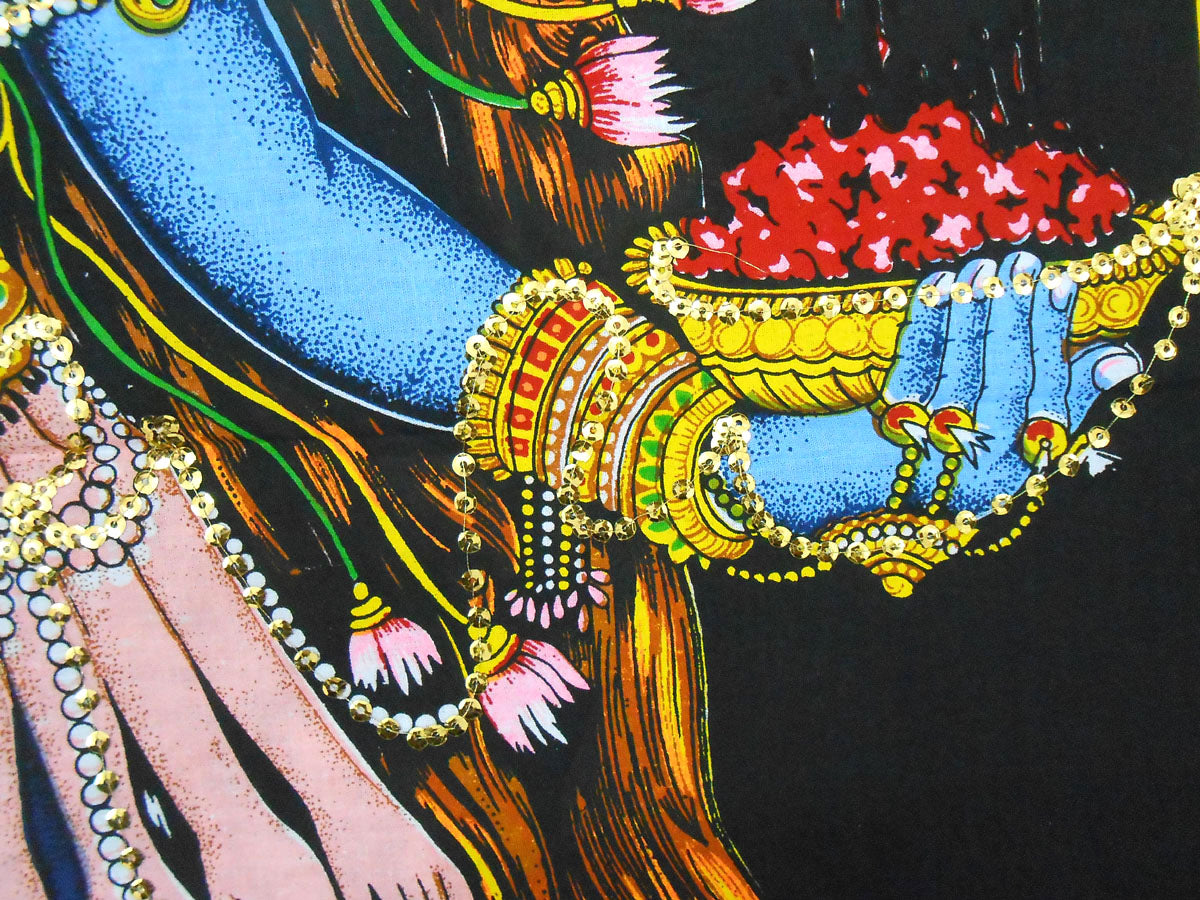 Crafts of India best of indian crafts store Kali sequins Batik Cotton Wall Painting (LARGE) 40" X 30" Inches