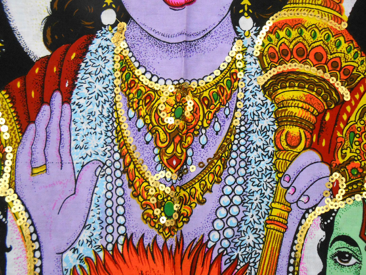 Crafts of India Panchdev : Lord Vishnu, Shiva, Brahma, Krishna, Rama religious Wall Painting : Size 43"x30" Inches