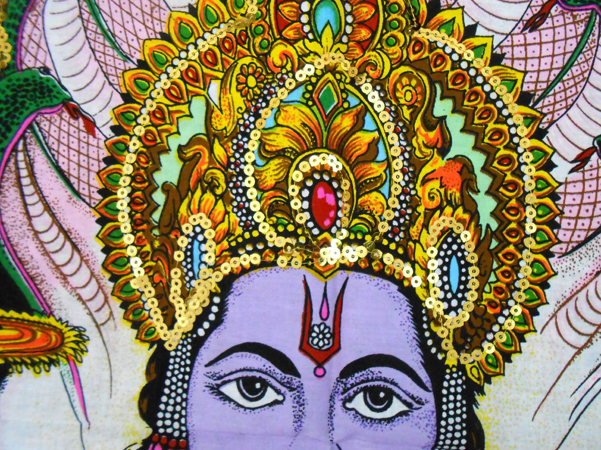 Crafts of India Panchdev : Lord Vishnu, Shiva, Brahma, Krishna, Rama religious Wall Painting : Size 43"x30" Inches
