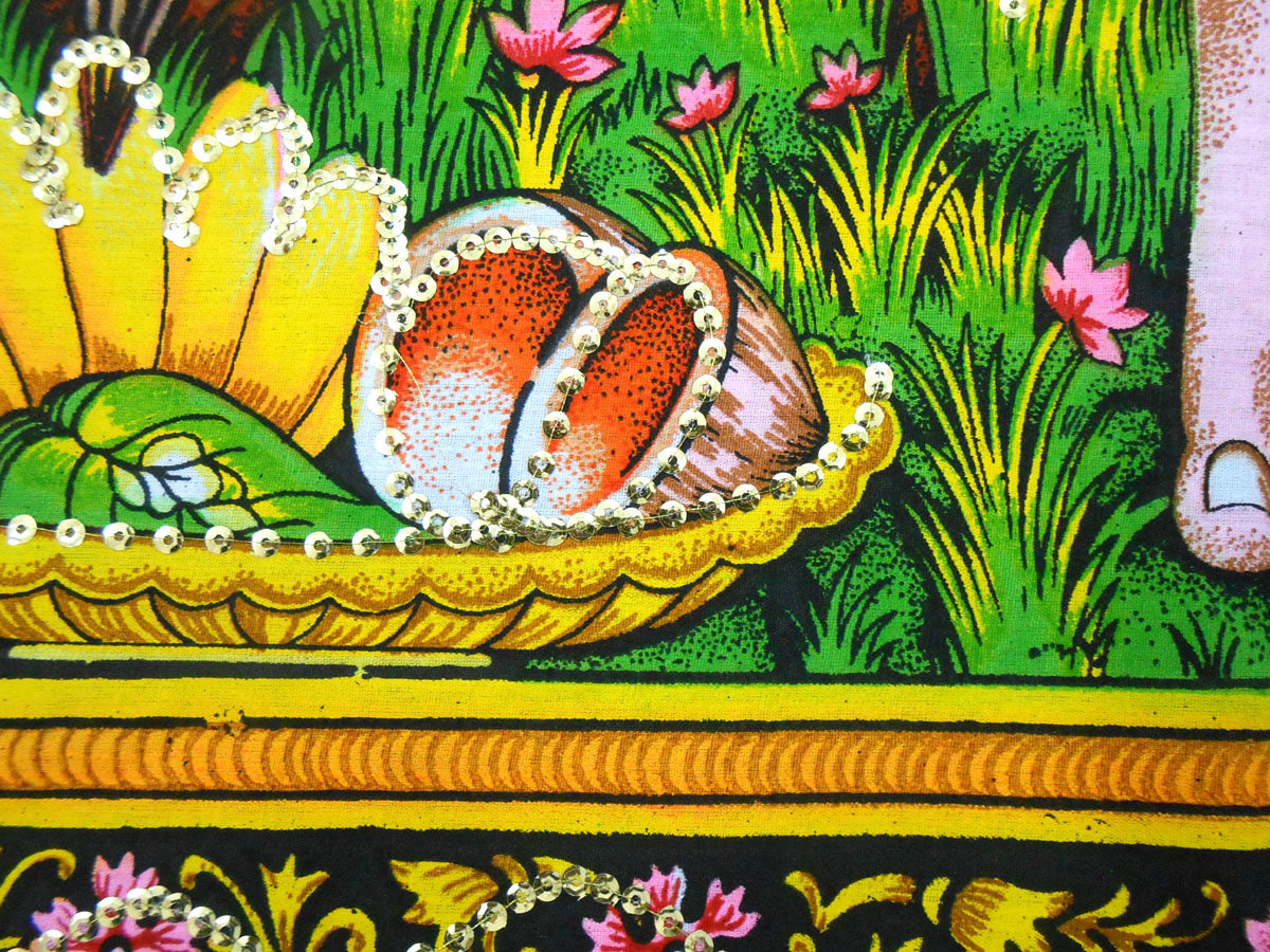 Crafts of India Sai Baba batik sequin Cotton Wall Hanging Painting : Size 43"x 30" Inches
