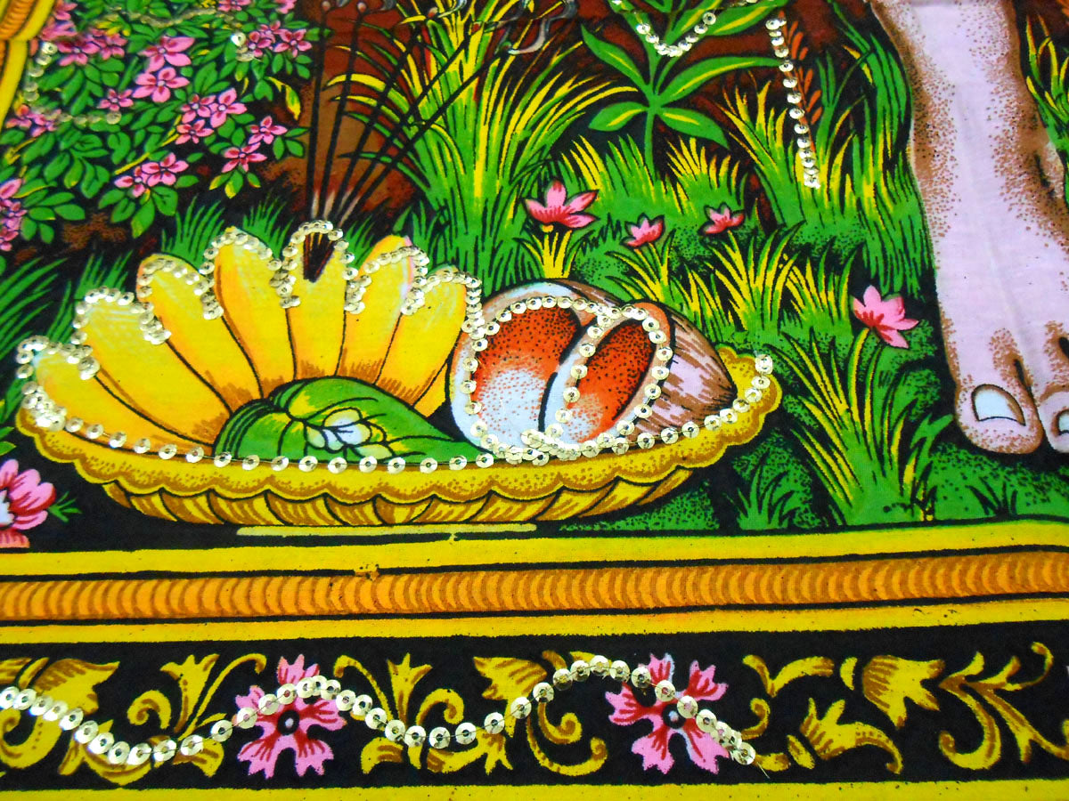 Crafts of India Sai Baba batik sequin Cotton Wall Hanging Painting : Size 43"x 30" Inches
