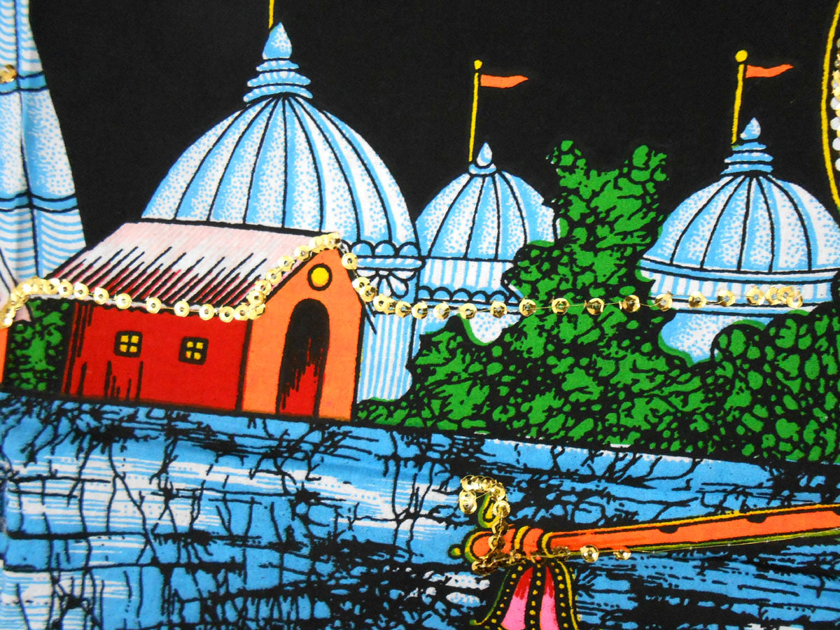crafts of india best of indian crafts store Divine Lovers Radha Krishna sequin cotton Batik Painting 40" X 30" Inches
