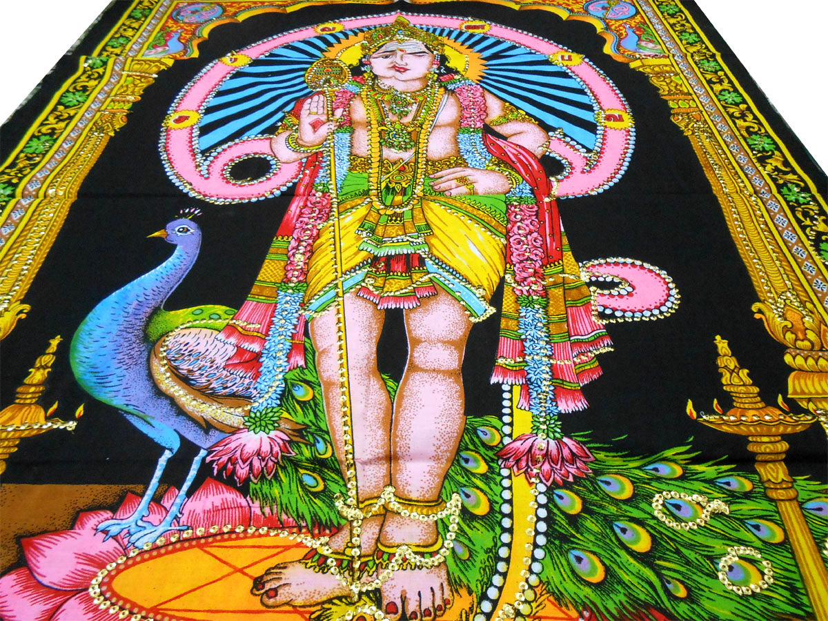 Kartikeya Batik Wall Painting - A Divine and Powerful ArtworkBatik Cotton Wall Painting 40" X 30" Inches