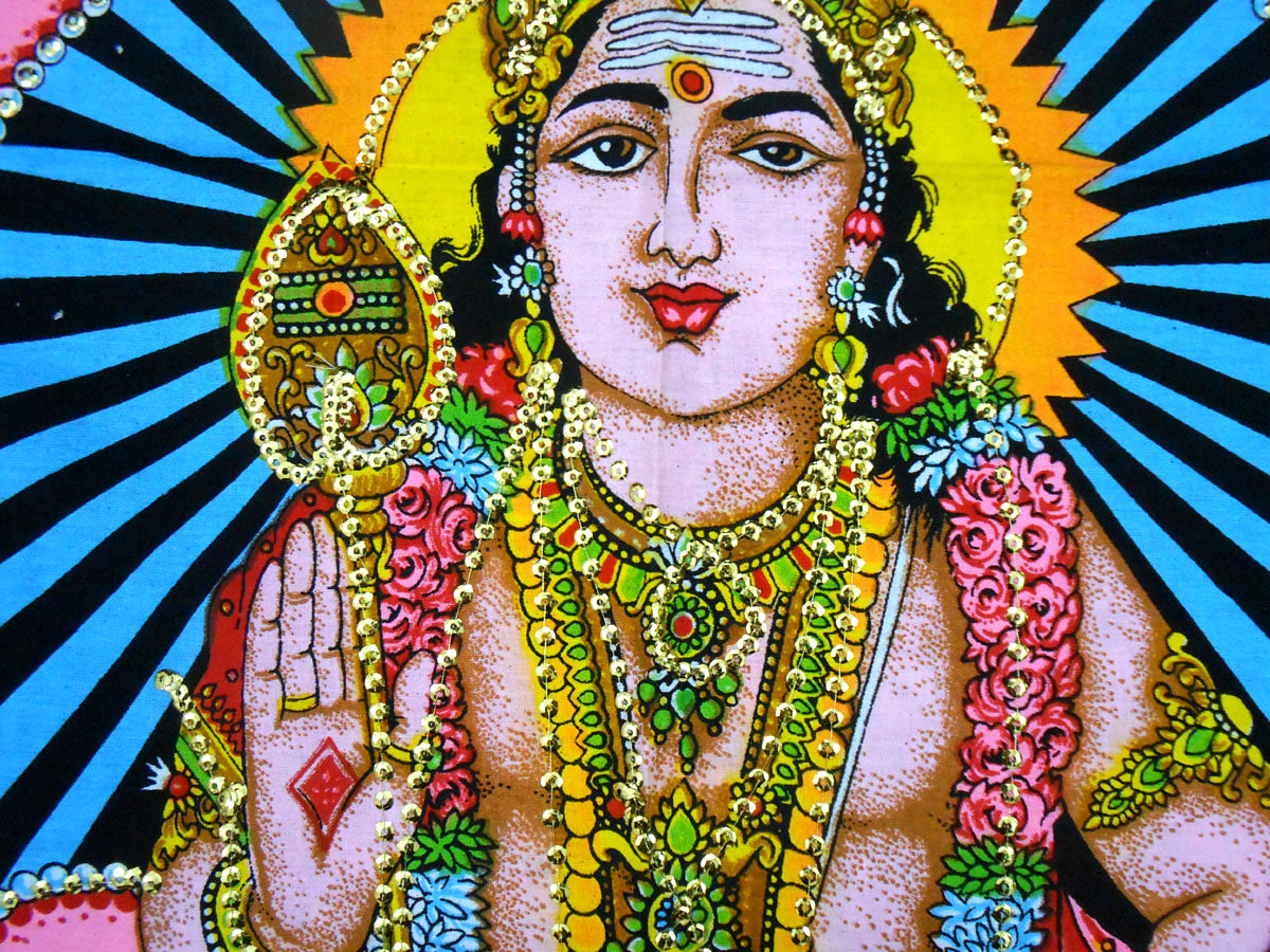 Kartikeya Batik Wall Painting - A Divine and Powerful ArtworkBatik Cotton Wall Painting 40" X 30" Inches