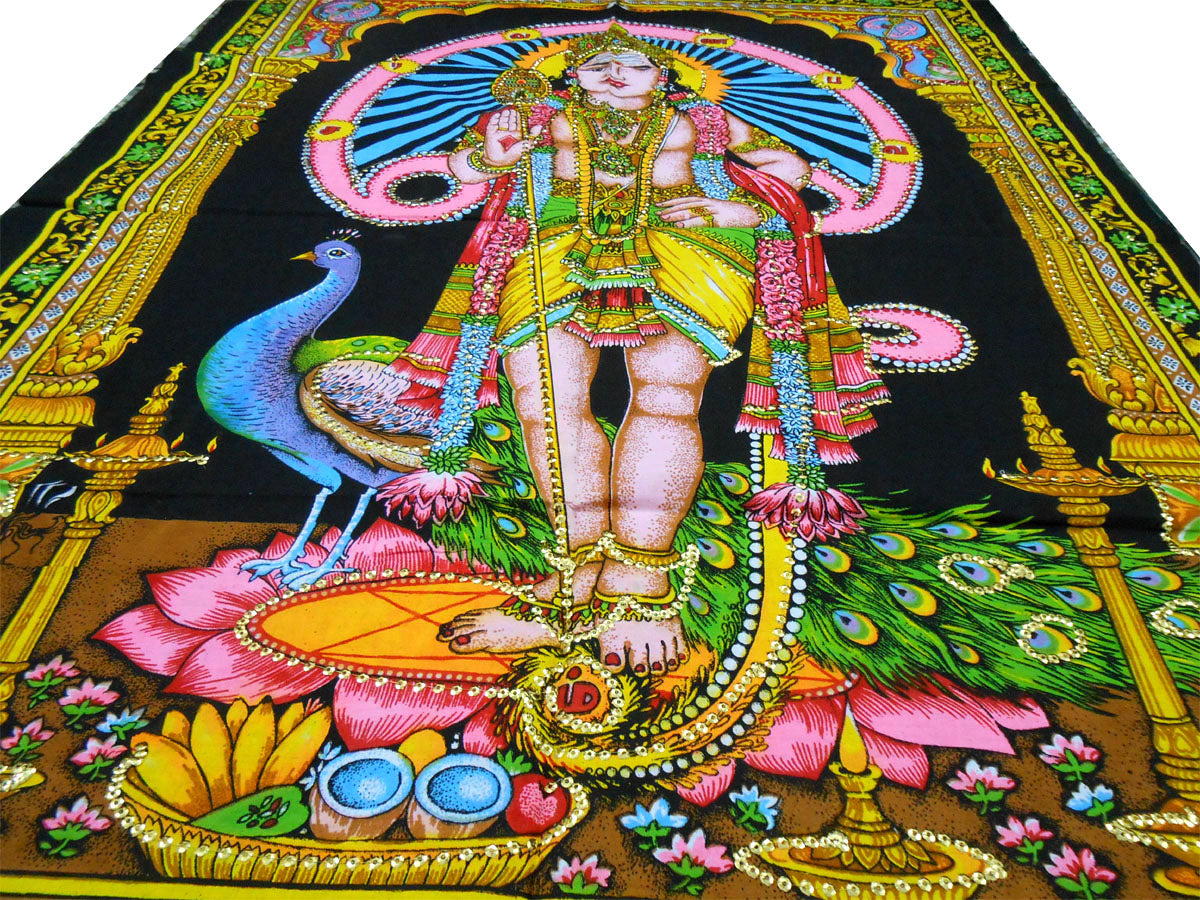 Kartikeya Batik Wall Painting - A Divine and Powerful ArtworkBatik Cotton Wall Painting 40" X 30" Inches