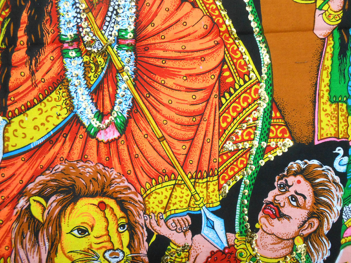 crafts of india best of indian crafts store "Eternal Valor: Goddess Kali's Divine Conquest" cotton Batik Painting 40" X 30" Inches