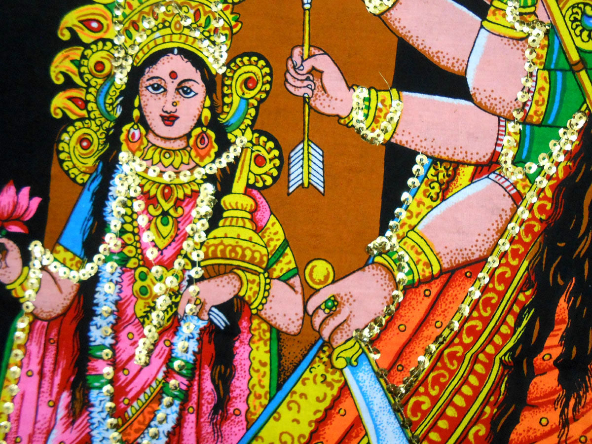 crafts of india best of indian crafts store "Eternal Valor: Goddess Kali's Divine Conquest" cotton Batik Painting 40" X 30" Inches