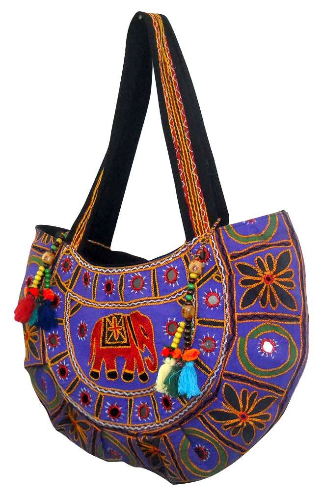 Designer Multi Colored Elephant Design Hand Embroidered Banjara Shoulder Bag