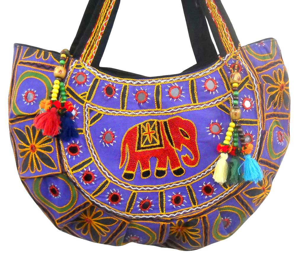 Designer Multi Colored Elephant Design Hand Embroidered Banjara Shoulder Bag