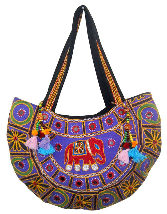 Beautiful Multi Colored Elephant Design Hand Embroidered Banjara Shoulder Bag