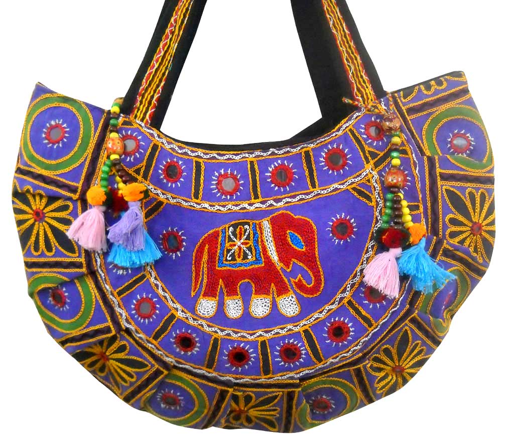 Beautiful Multi Colored Elephant Design Hand Embroidered Banjara Shoulder Bag