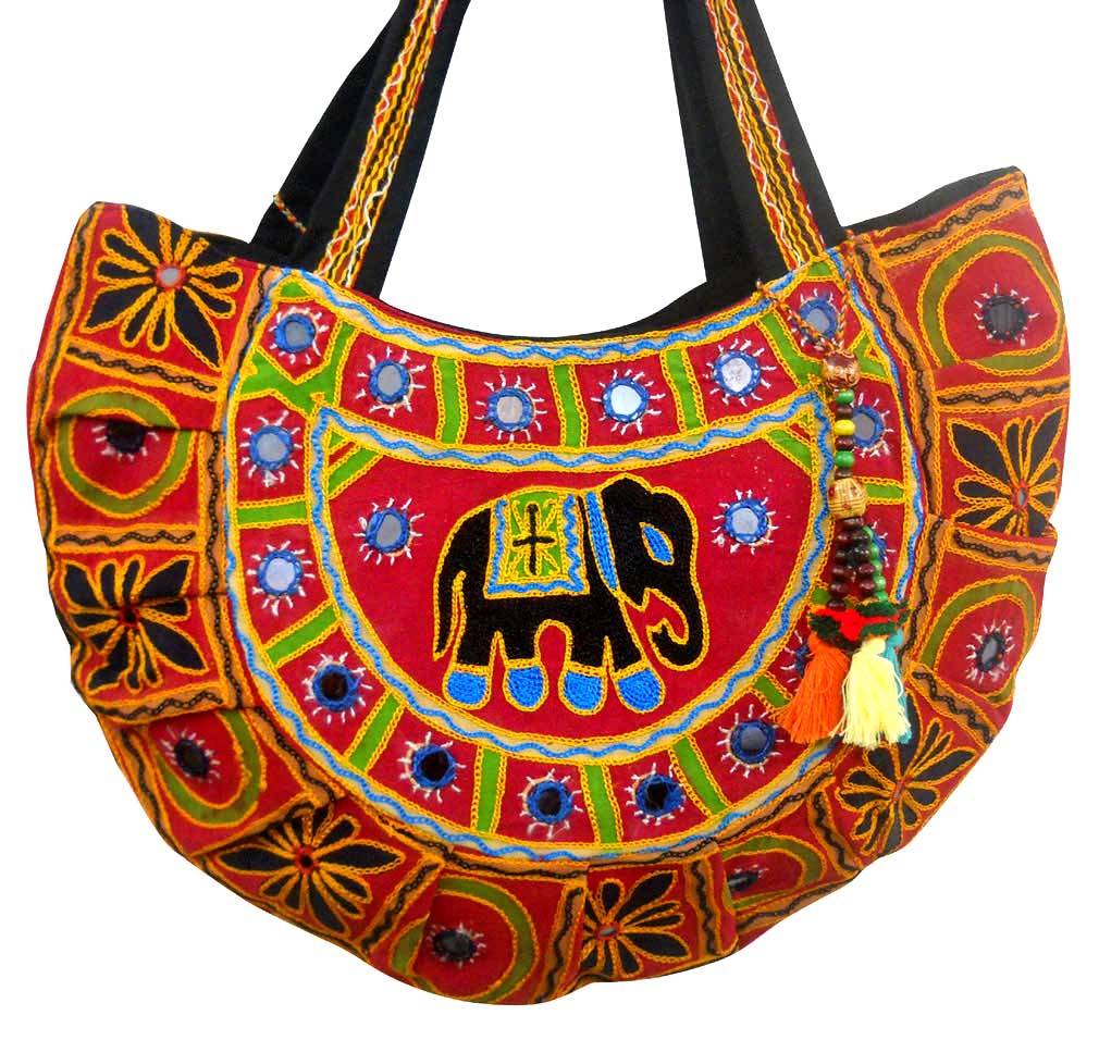 Indian Multi Colored Elephant Design Hand Embroidered Banjara Shoulder Bag