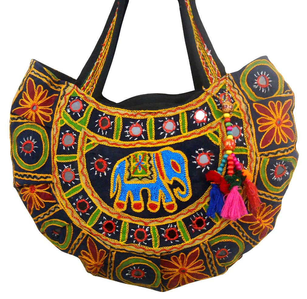 Exotic Elephant Design Multi Colored Hand Embroidered Banjara Shoulder Bag