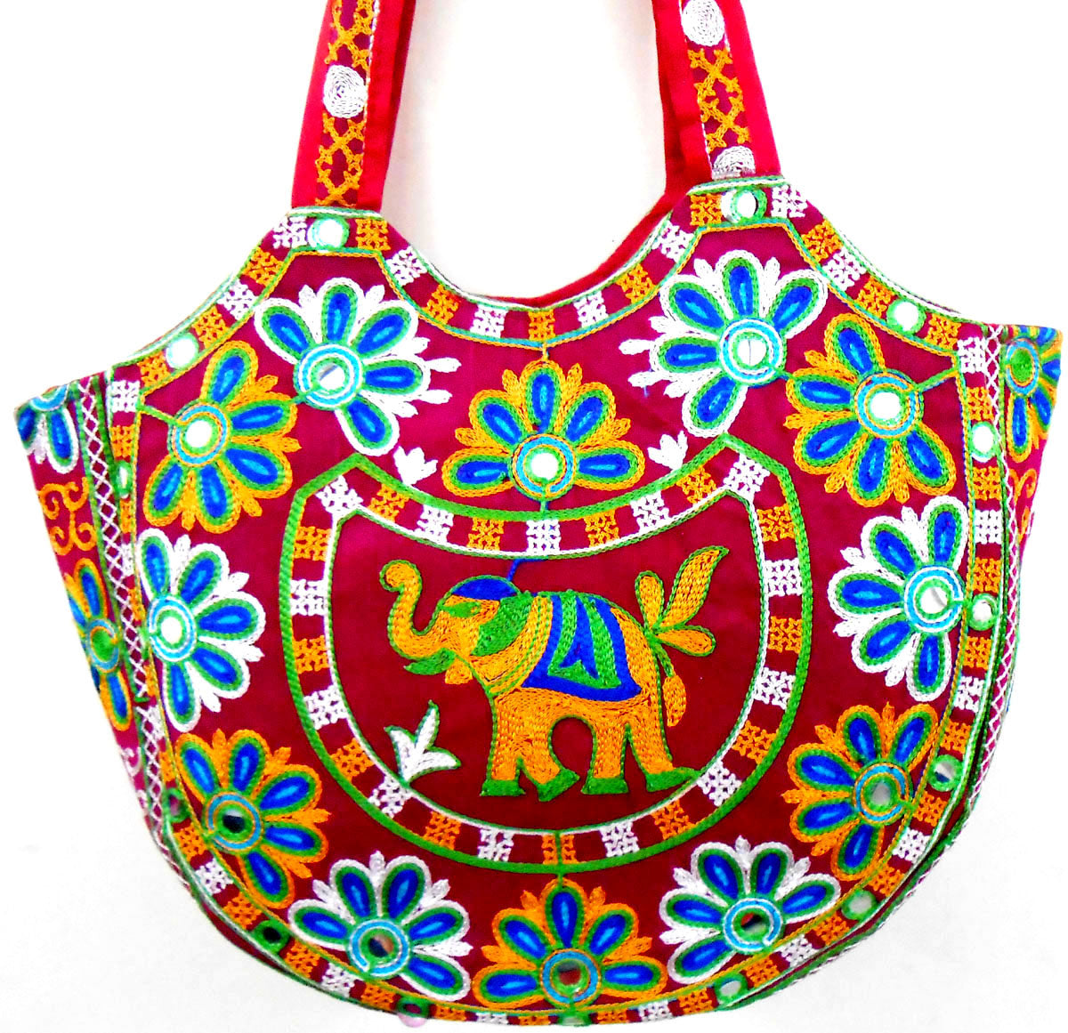 Crafts of India Handcrafted Ethnic Embroidered Rajasthani Boho Elephant Shoulder Bag For Wome