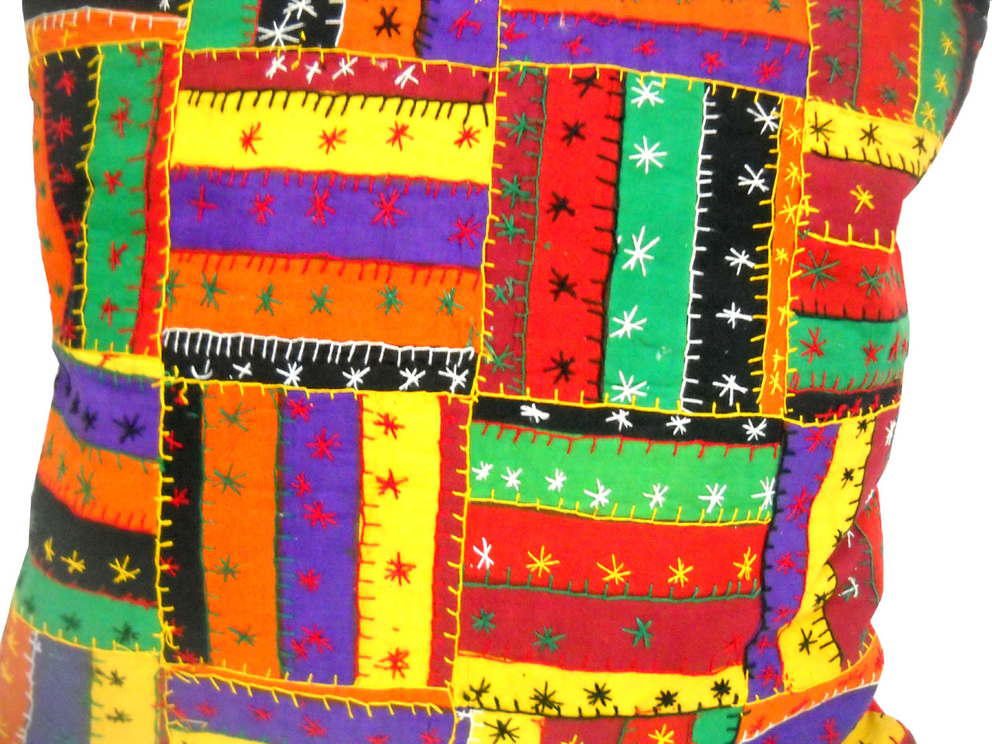 Crafts of India - Ethnic Multi Color Hand Embroidered Patch Work Cotton Cushion Cover Set of Five
