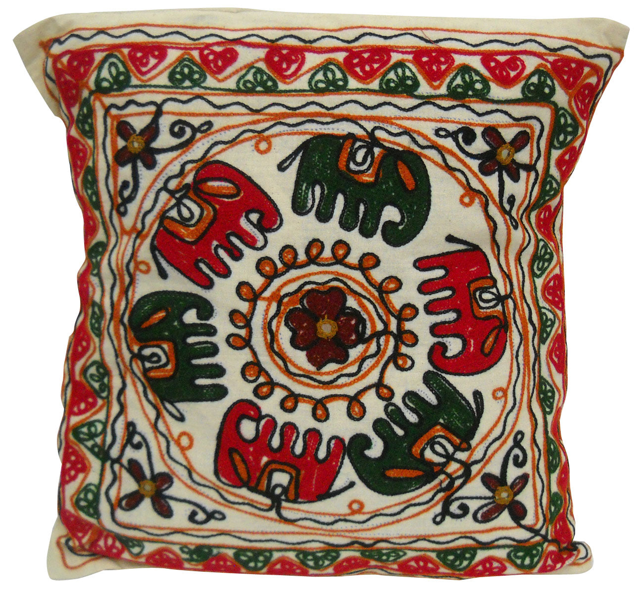 Crafts of India Rajasthani Hand Embroidered Elephant design Cushion Cover