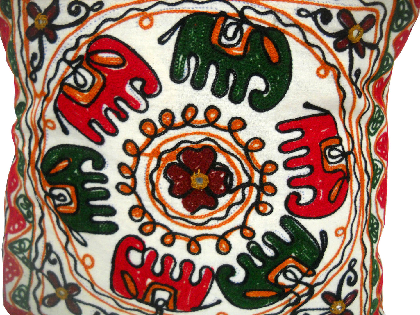 Crafts of India Rajasthani Hand Embroidered Elephant design Cushion Cover