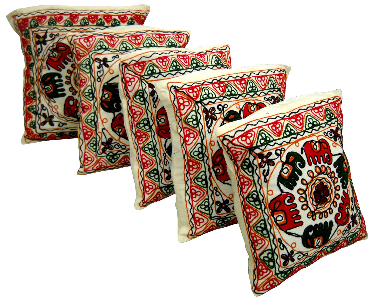 Crafts of India Rajasthani Hand Embroidered Elephant design Cushion Cover