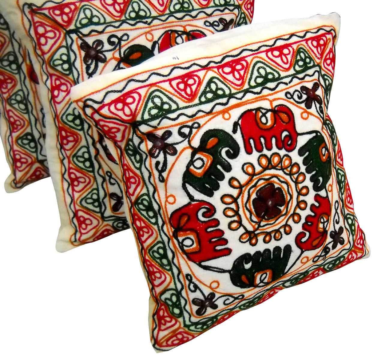 Crafts of India Rajasthani Hand Embroidered Elephant design Cushion Cover