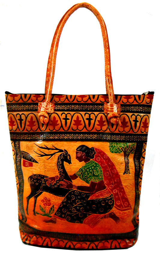 Shankuntala Loving a Deer design Hand Made Shantiniketan Shopping Bag