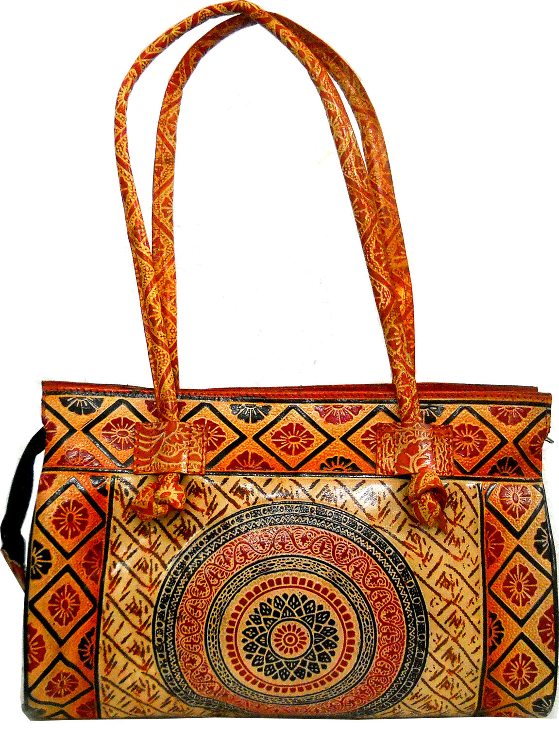 Mandala Design/Circles Design traditional Indian 100% Genuine Pure Shantiniketan Leather Shoulder Bag