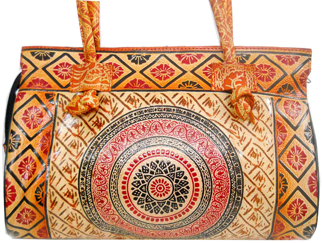 Mandala Design/Circles Design traditional Indian 100% Genuine Pure Shantiniketan Leather Shoulder Bag