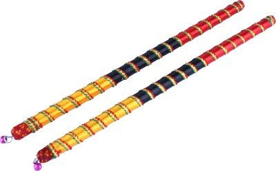 Crafts of India Colorful Decorated Wooden Dandiya Sticks 4pcs (2 Pairs) Dandia Stick For Navratri Dandiya Garba Dance