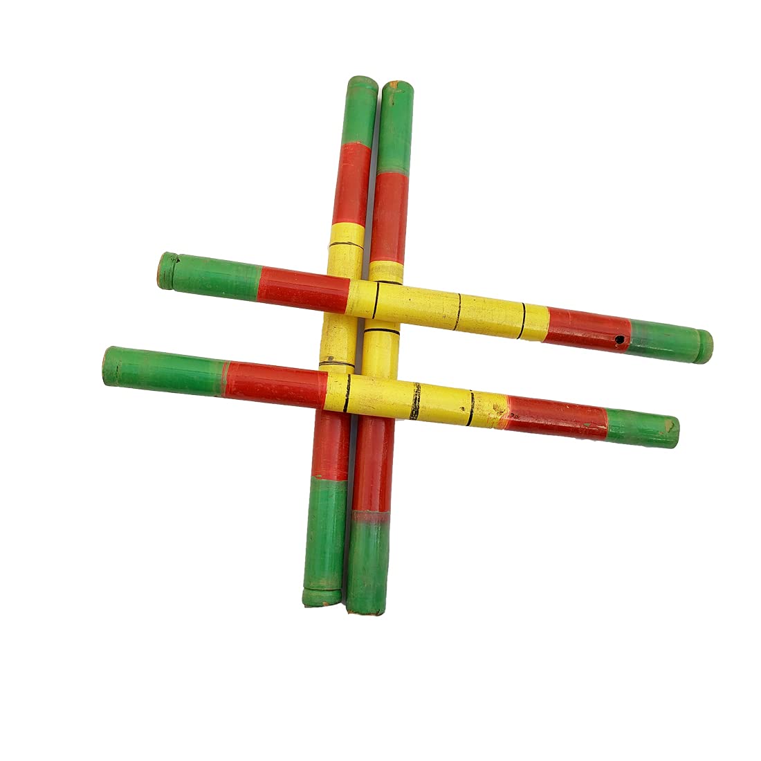 Crafts of India 4 pcs (2 Pairs) Dandiya/Dandia Sticks for Gujarati Garba Dance (Makes Sound)- Wooden Stick for Navaratri Festival Ocassion