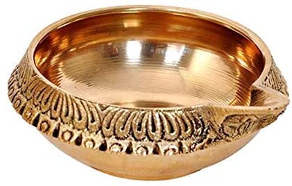 Crafts of India : 2 Pcs Kuber Diya Set for Diwali, Handmade Virgin Brass Oil Lamp for Deepawali Pooja, Vilakku for Puja, Deepawali Decoration