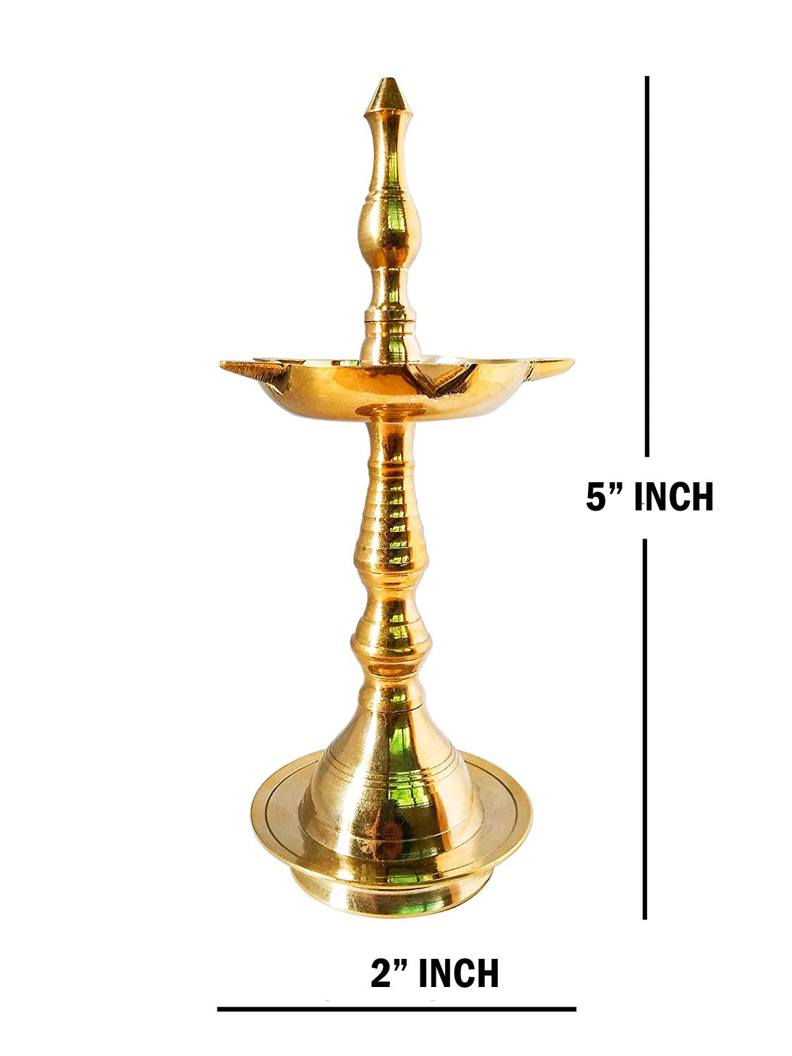 Crafts of India Brass Kerala Samai Standing Deepak for Puja - Traditional Oil Lamp Diya Indian Engraved Deep Diwali Deepawali Kutthu Vilakku Pooja Return Gift