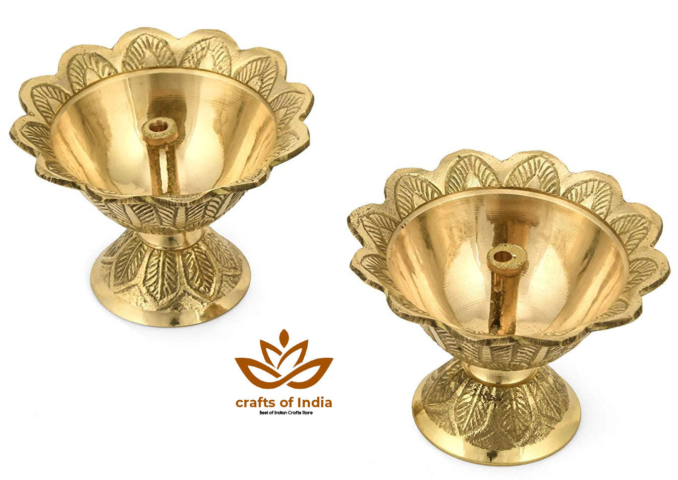 Crafts of India : Pure Brass Devdas Akhand Diya Deepak, Puja Dia, Oil Lamp, Traditional Design for Pooja Room, Home Décor, Diwali/Navratri/Festival Gift