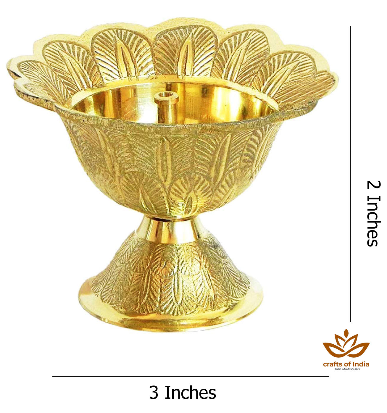 Crafts of India : Pure Brass Devdas Akhand Diya Deepak, Puja Dia, Oil Lamp, Traditional Design for Pooja Room, Home Décor, Diwali/Navratri/Festival Gift