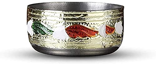 Crafts of India Meenakari Bhog Thali Set for Kanha Thakur ji Indian Hindu God Rituals Puja Plate. Set of 4 Pieces, (Plate, Katori, Glass, Spoon)