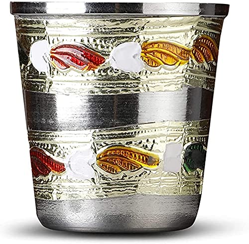 Crafts of India Meenakari Bhog Thali Set for Kanha Thakur ji Indian Hindu God Rituals Puja Plate. Set of 4 Pieces, (Plate, Katori, Glass, Spoon)