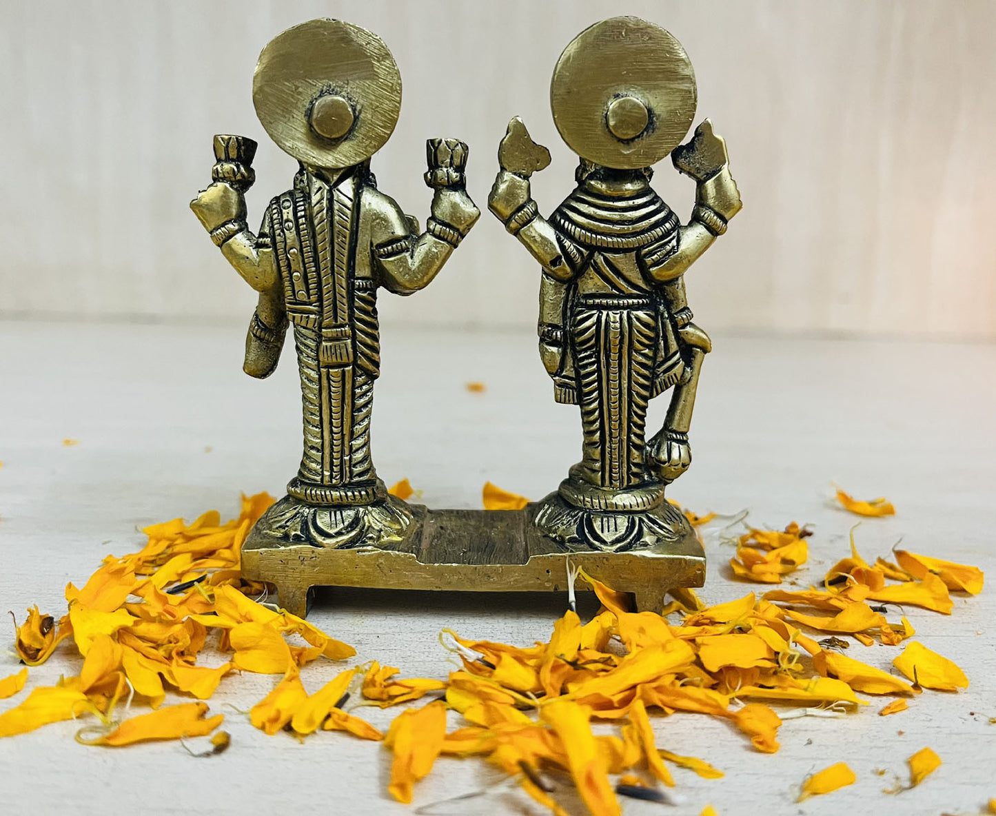 Crafts of India Divine Idol of Lakshmi Narayan Small Brass Statue