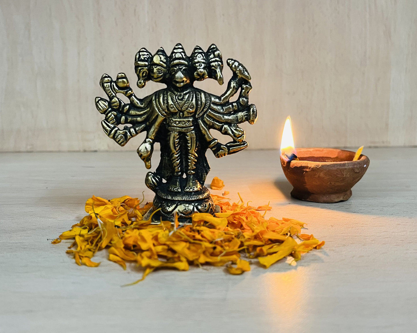Crafts of India Pachmukhi Hanuman Small Brass Statue
