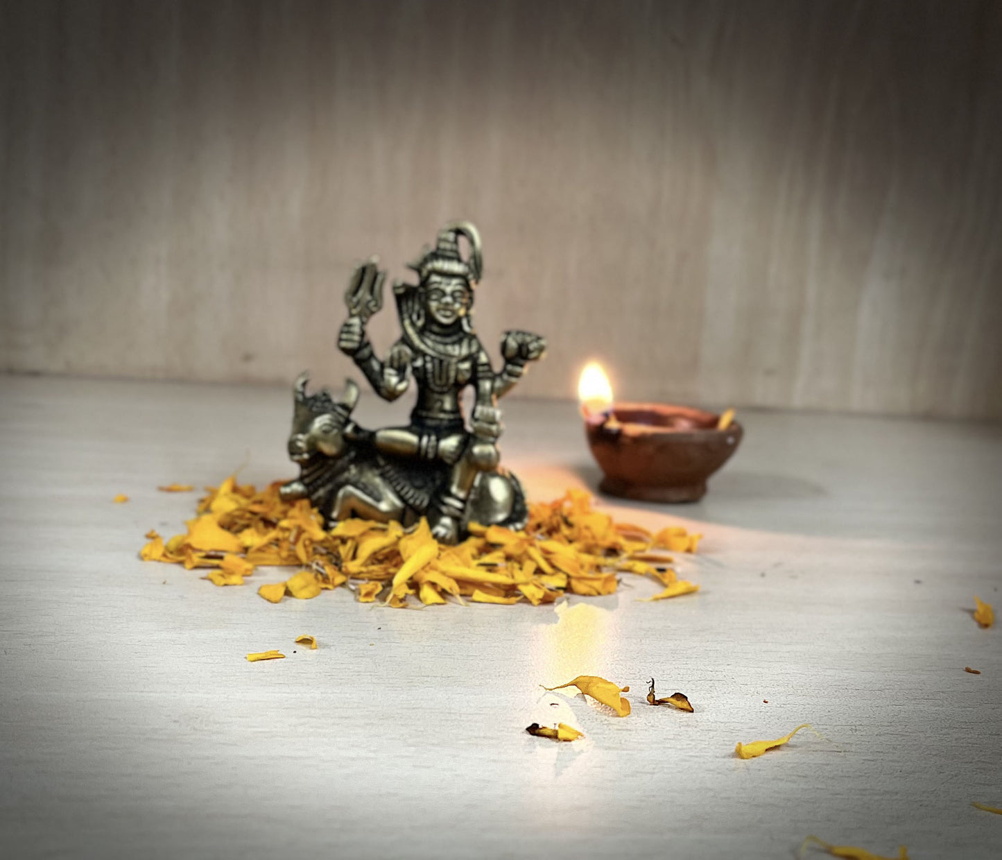 Crafts of India Lord Shiva on his Vehicle Nandi Small Brass Statue