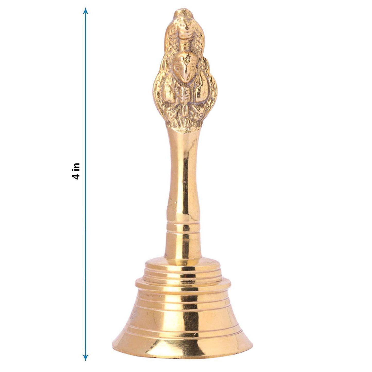 Crafts of India Hand-held Auspicious Ghanti - Brass Puja Bell for Mandir, Aarti, Poojan Decorative Design Bell, Colourful Jingle Bell for Christmas/Hindu Festivals, Office/Home