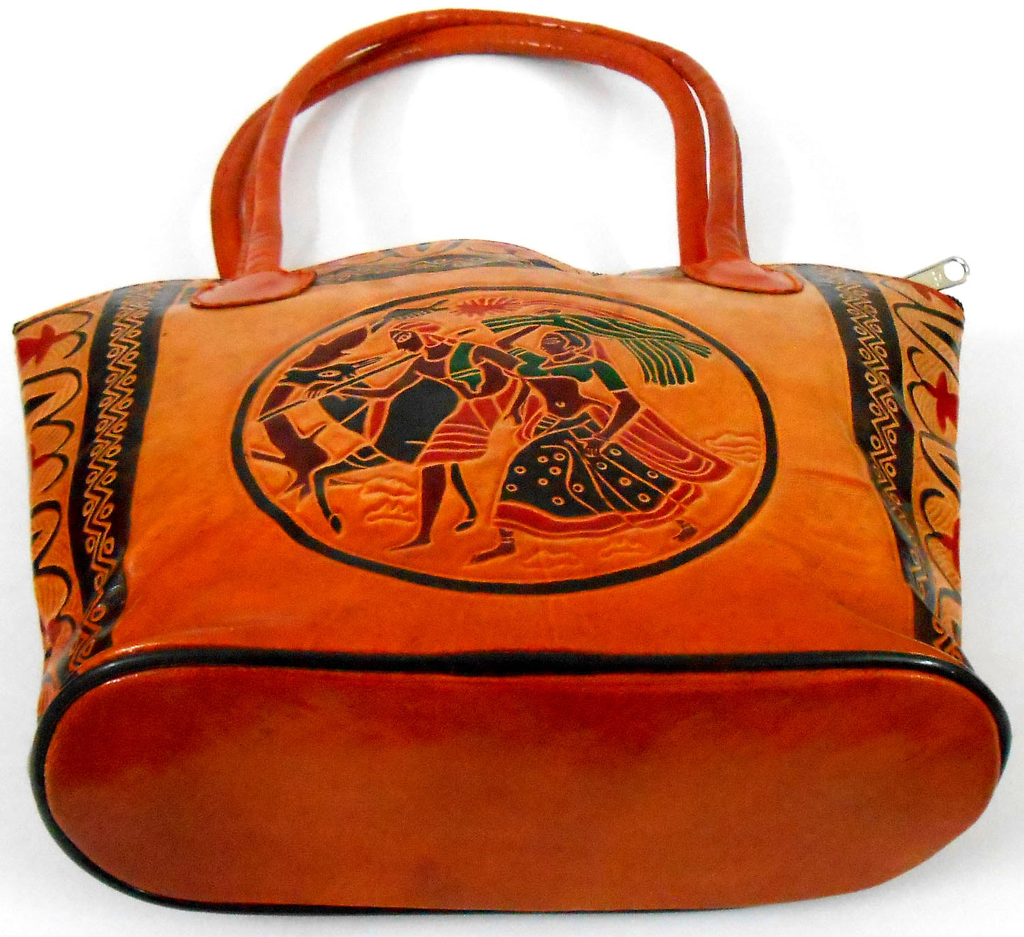Indian Farmers Design Ethnic Hand Embossed Shantiniketan Leather Indian Hand Bag